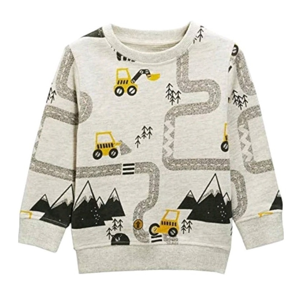 Bumeex Size 7y Toddler Boy's Kids Crewneck Pullover Sweatshirts, Construction
